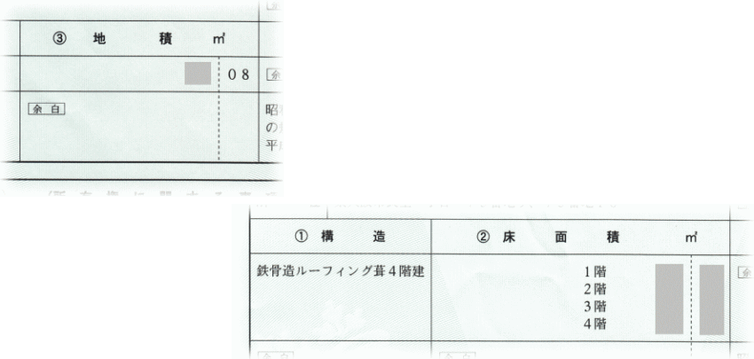 登記簿に記載されている面積