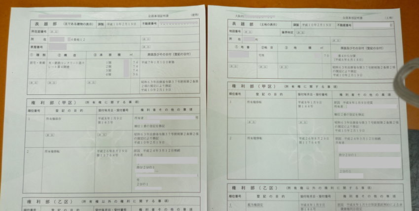 登記事項証明書（登記簿）