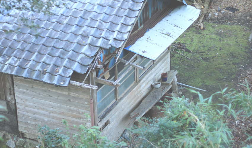 屋根の瓦が小学生の通学路に落ちてきて危機一髪だった